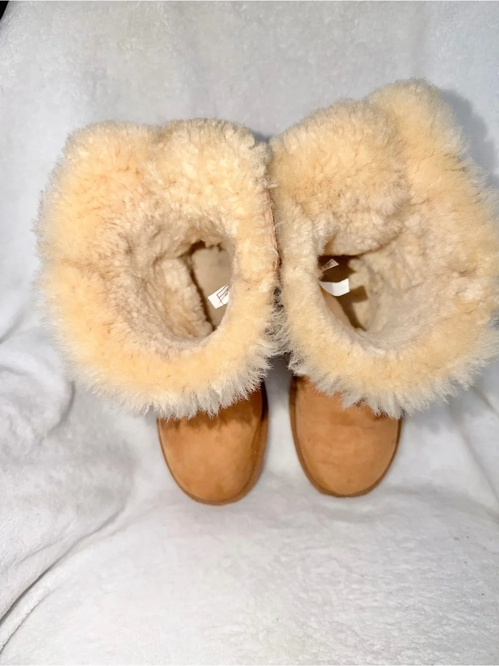 UGG CHESTNUT TAN SUEDE LEATHER & SHEEPSKIN S/N 1010258 Klea Mid-calf BOOTS Sz 9